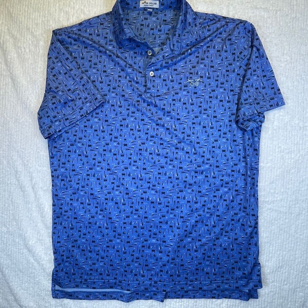 Peter Millar Blue Summer Comfort Landmark Tailgate Performance Polo Shirt Medium